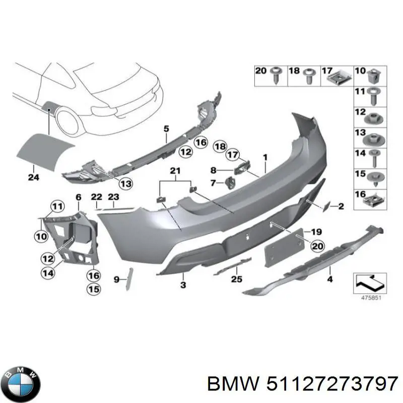 51127273797 BMW Молдинг крышки багажника