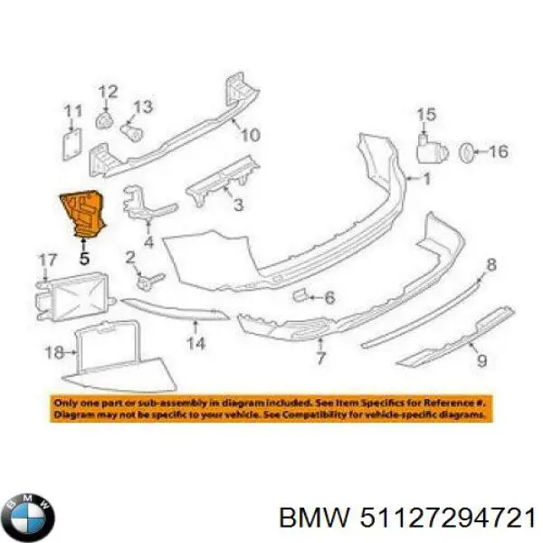 Soporte de parachoques trasero izquierdo 51127294721 BMW