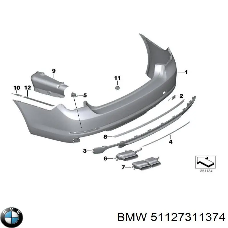 Купить 51127311374 BMW Заглушка бампера буксировочного крюка задняя