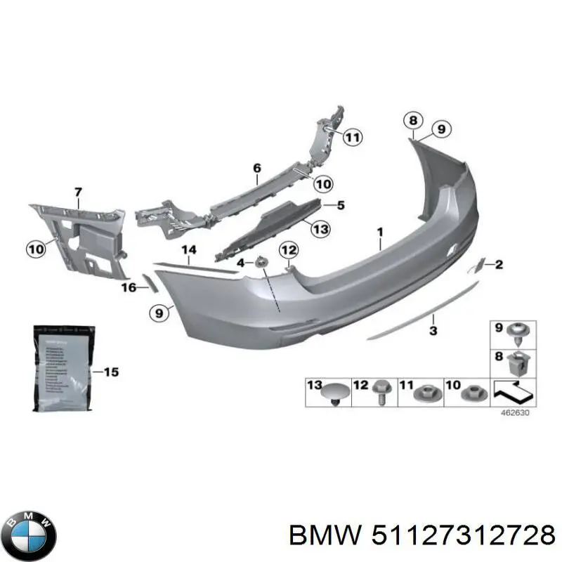 Бампер задний 51127312728 BMW