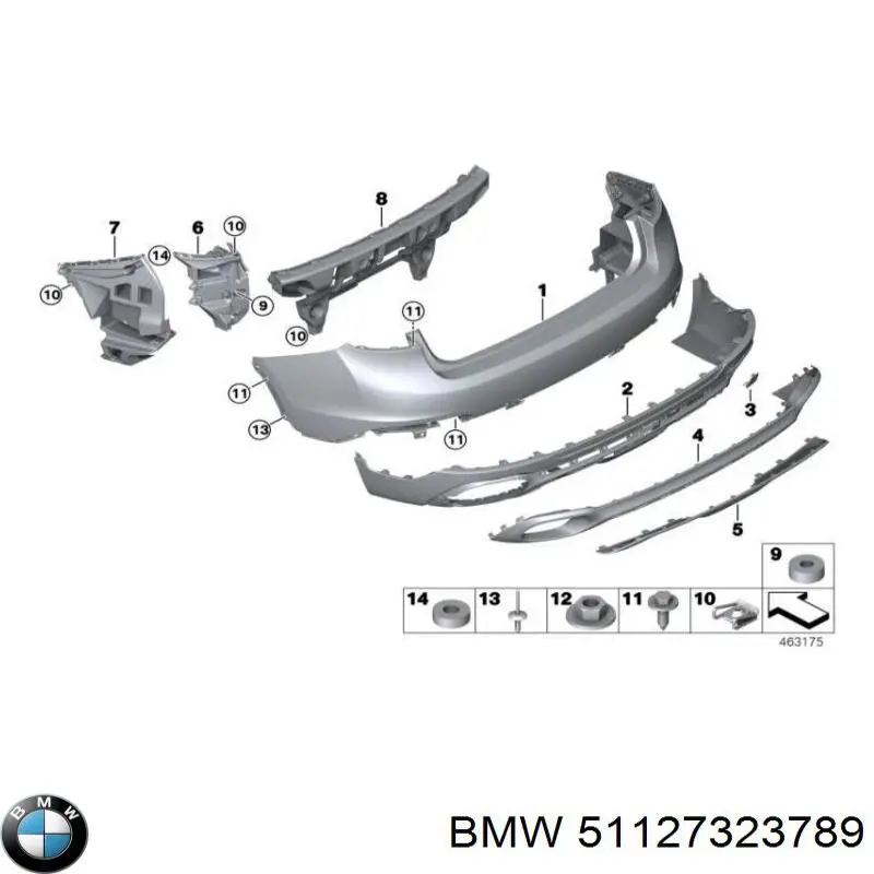 Спойлер заднего бампера 51127323789 BMW