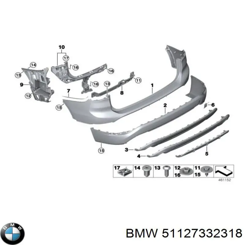 Направляющая заднего бампера правая 51127332318 BMW