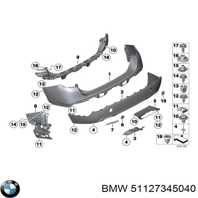 Бампер задний, нижняя часть 51127345040 BMW