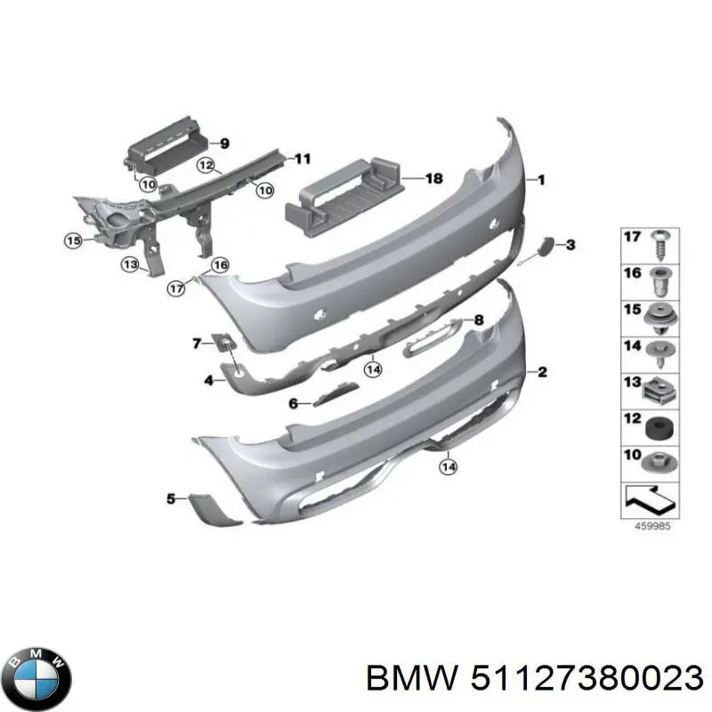 Бампер задний 51127380023 BMW