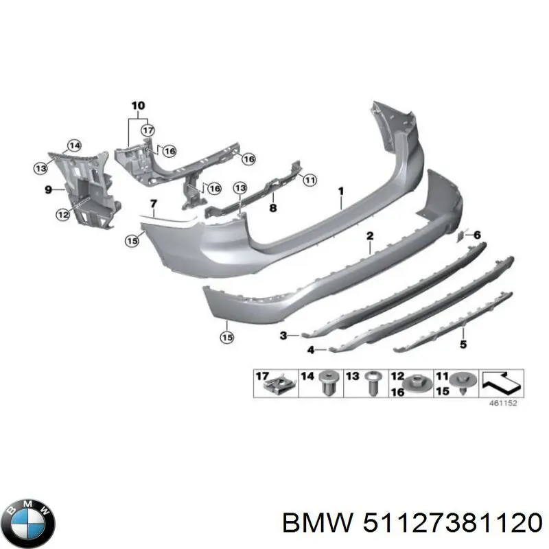 Consola direita do pára-choque traseiro para BMW X1 (F48)