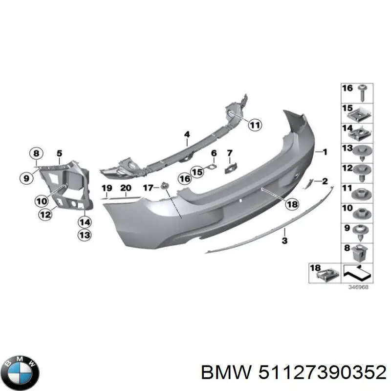 51127390352 BMW Задний бампер