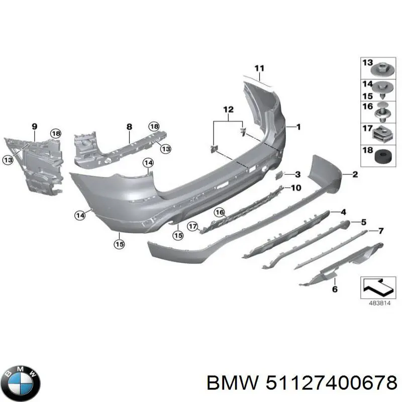 Накладка бампера заднего центральная BMW 51127400678 цена, от 76.02 USD