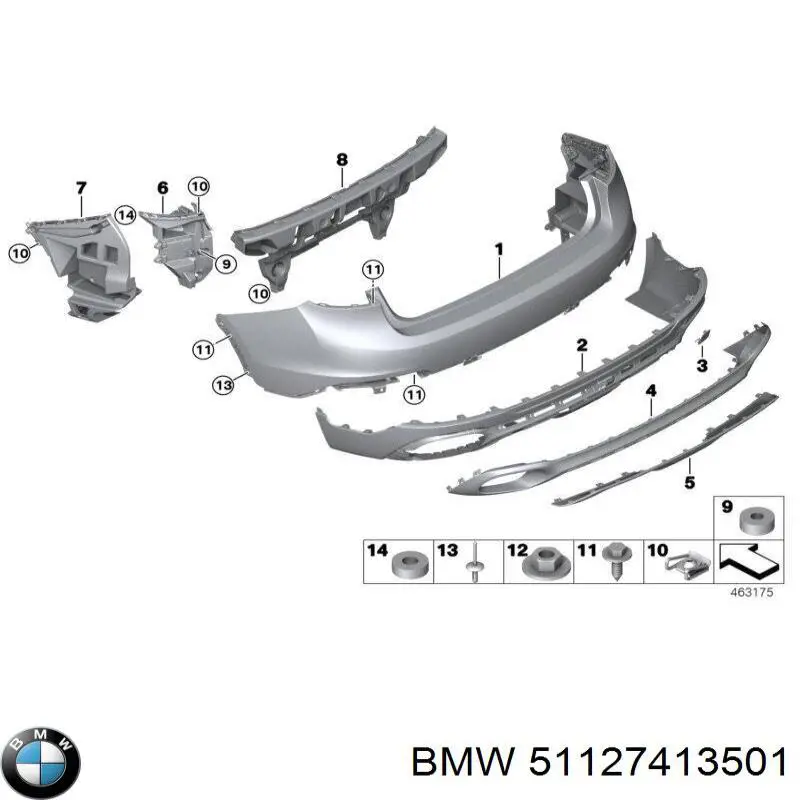 Нижняя часть заднего бампера 51127413501 BMW