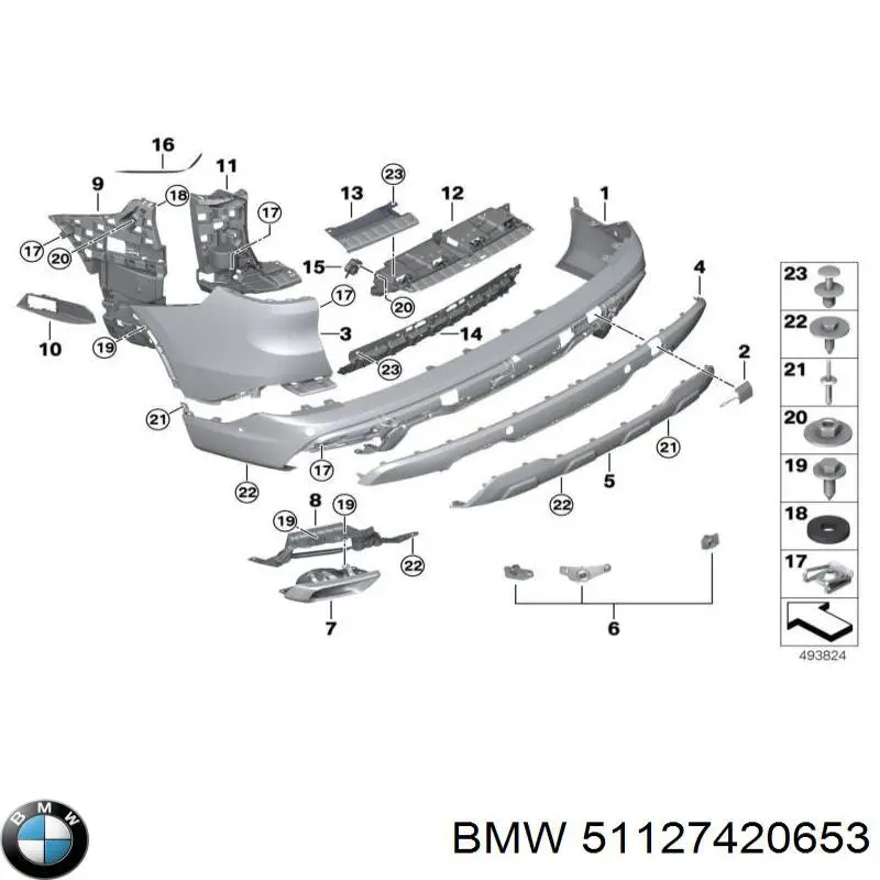 51127420653 BMW Направляющая заднего бампера левая