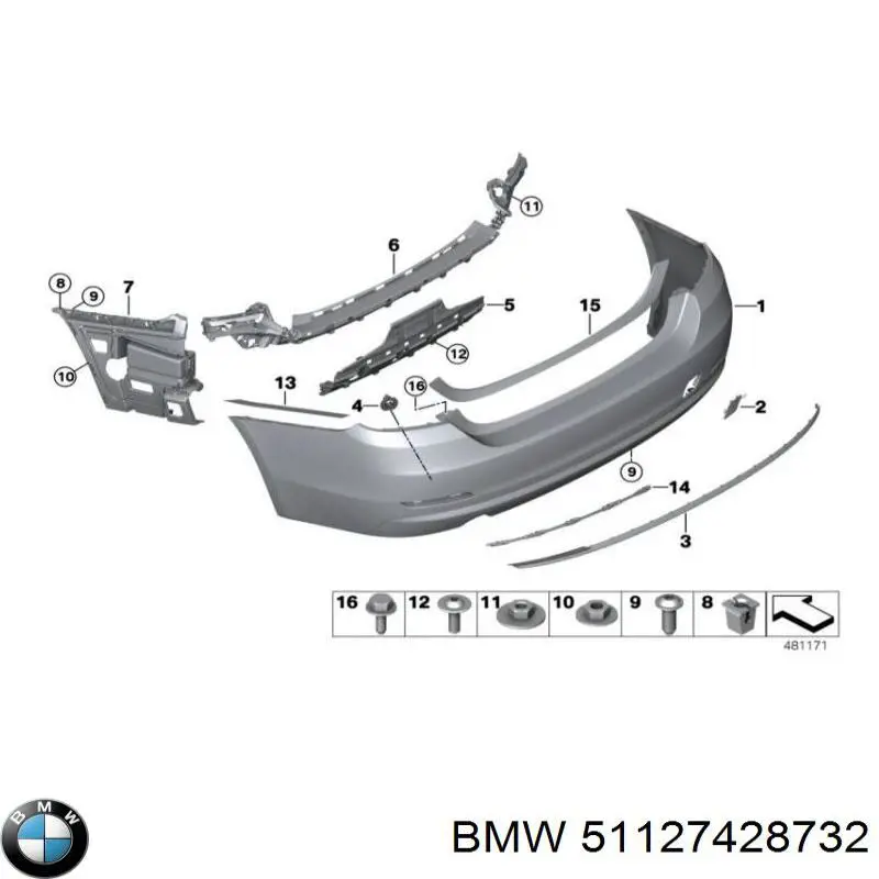 Купить 51127428732 BMW Направляющая заднего бампера правая