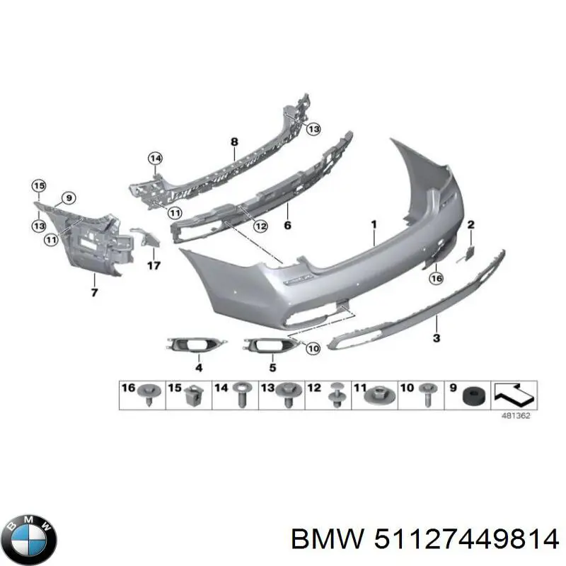 Направляющая заднего бампера правая BMW 51127449814 цена, от 6.49 USD