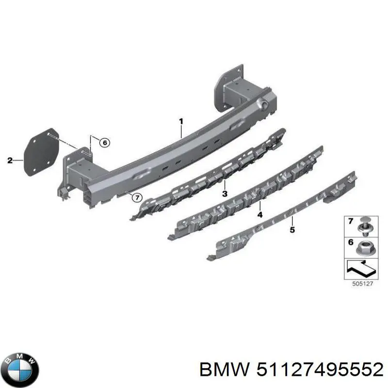 Кронштейн бампера заднего центральный BMW 51127495552 цена, от 156.34 USD