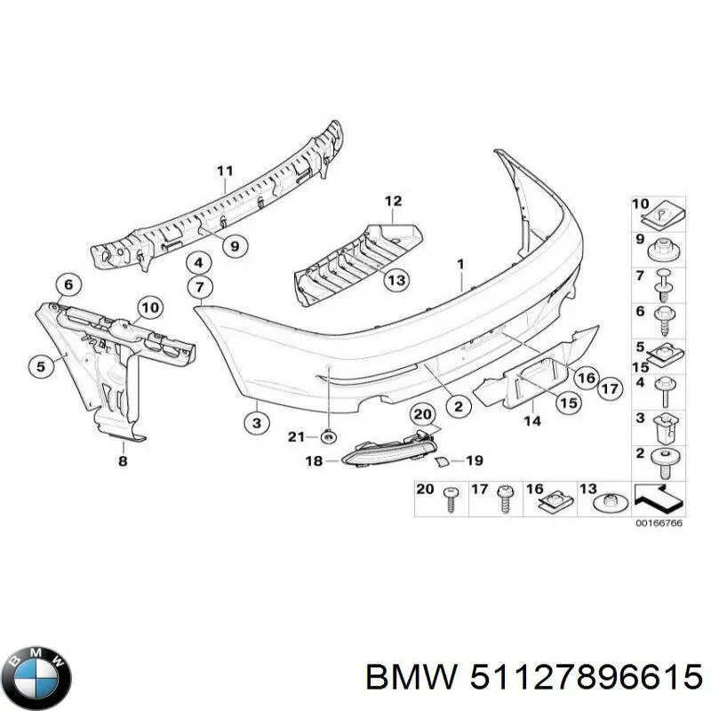 Направляющая заднего бампера левая BMW 51127896615 цена, от 39.53 USD