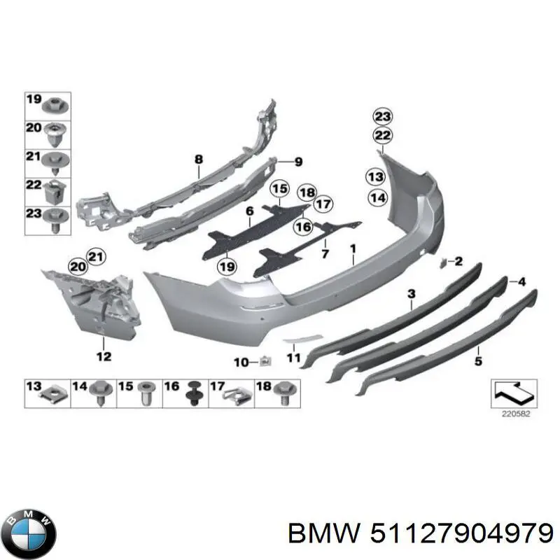 Кронштейн бампера заднего центральный на BMW 5 (F10) купить.
