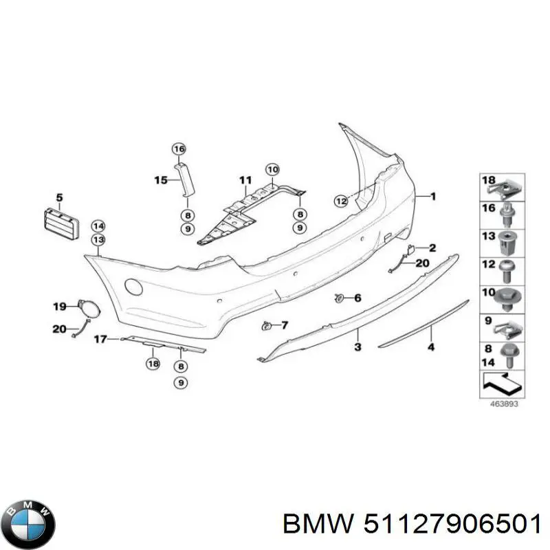 Бампер задний BMW 51127906501 цена, от 881.10 USD