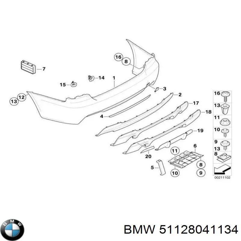 Заглушка буксировочного крюка в передний бампер BMW 51128041134 цена, от 21.06 USD