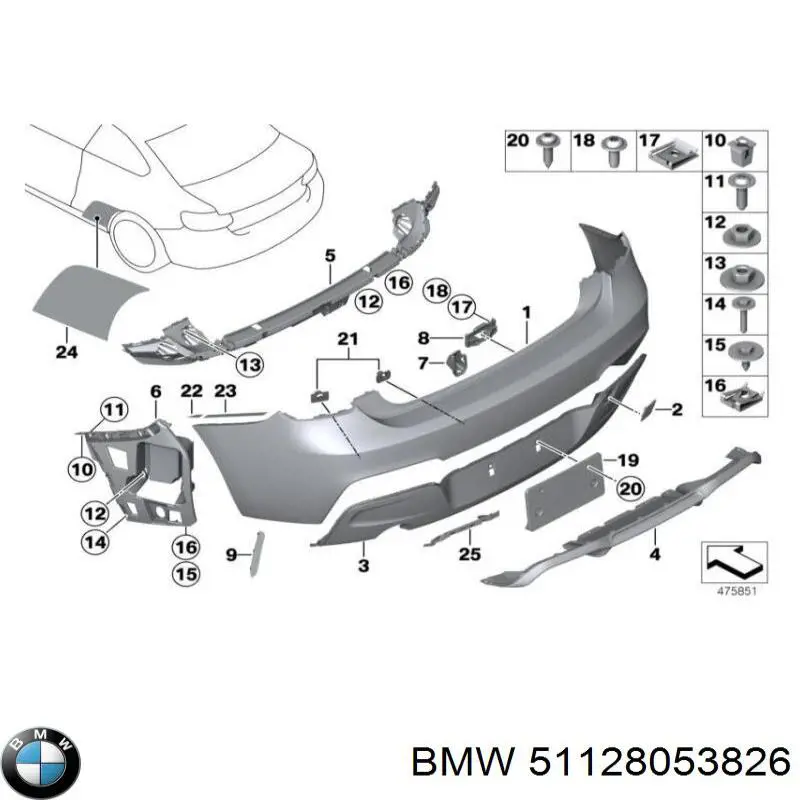 51128053826 BMW tampão traseiro do pára-choque do gancho de reboque