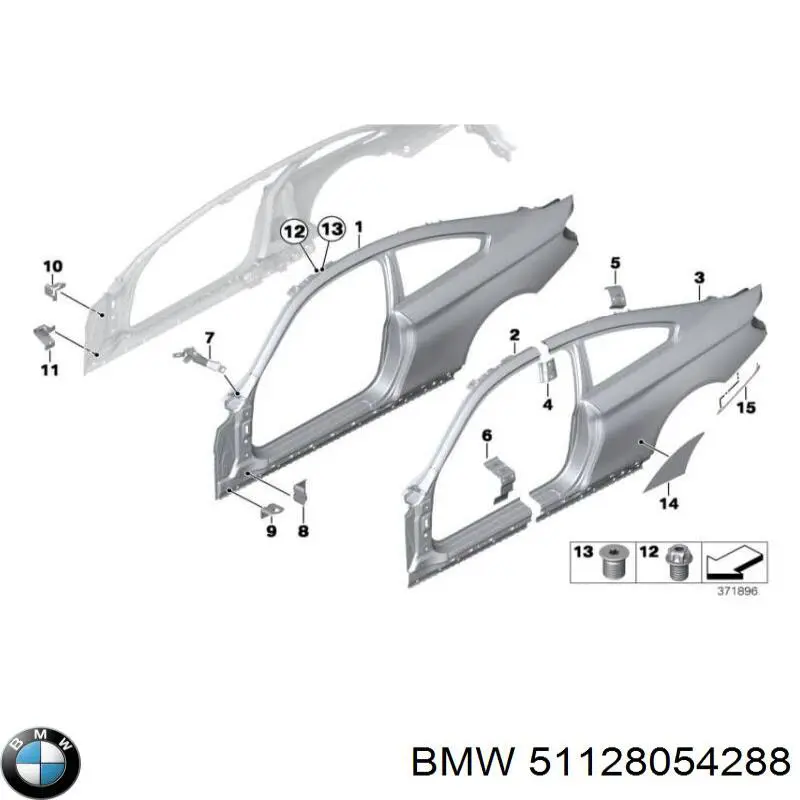 Кронштейн бампера заднего правый 51128054288 BMW