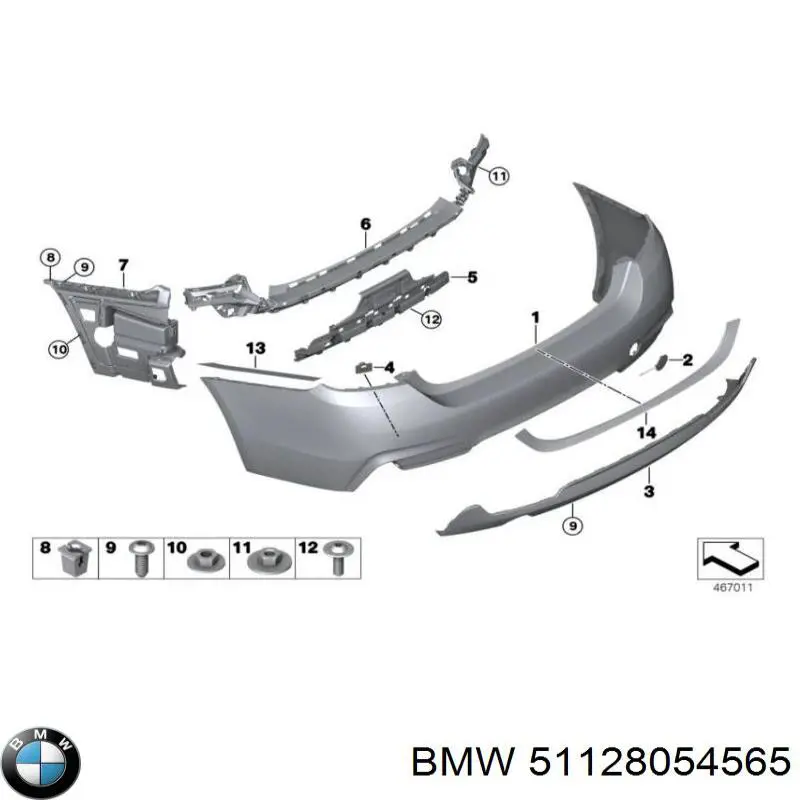 51128054565 BMW consola central do pára-choque traseiro