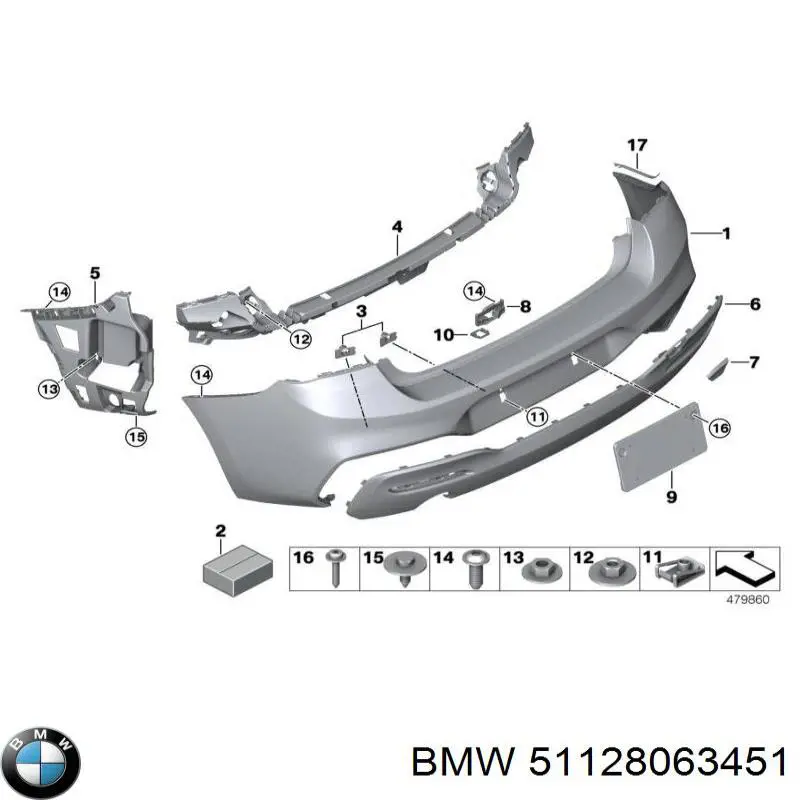 51128063451 BMW Направляющая заднего бампера левая
