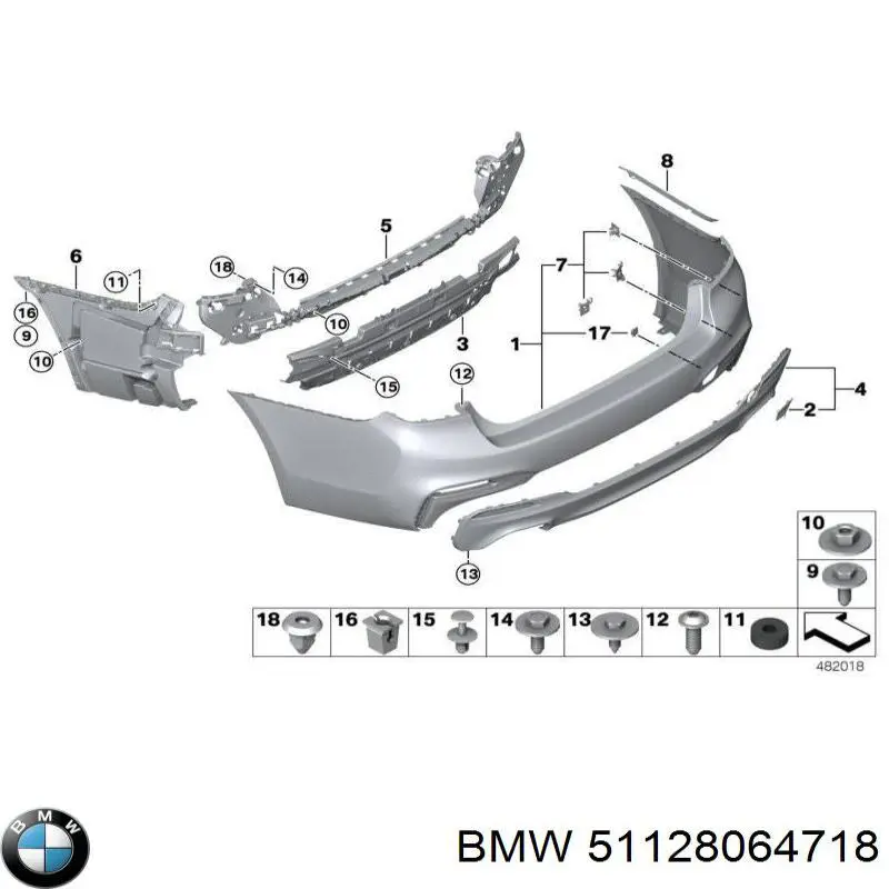 Placa sobreposta do pára-choque traseiro para BMW 5 (G30, F90)