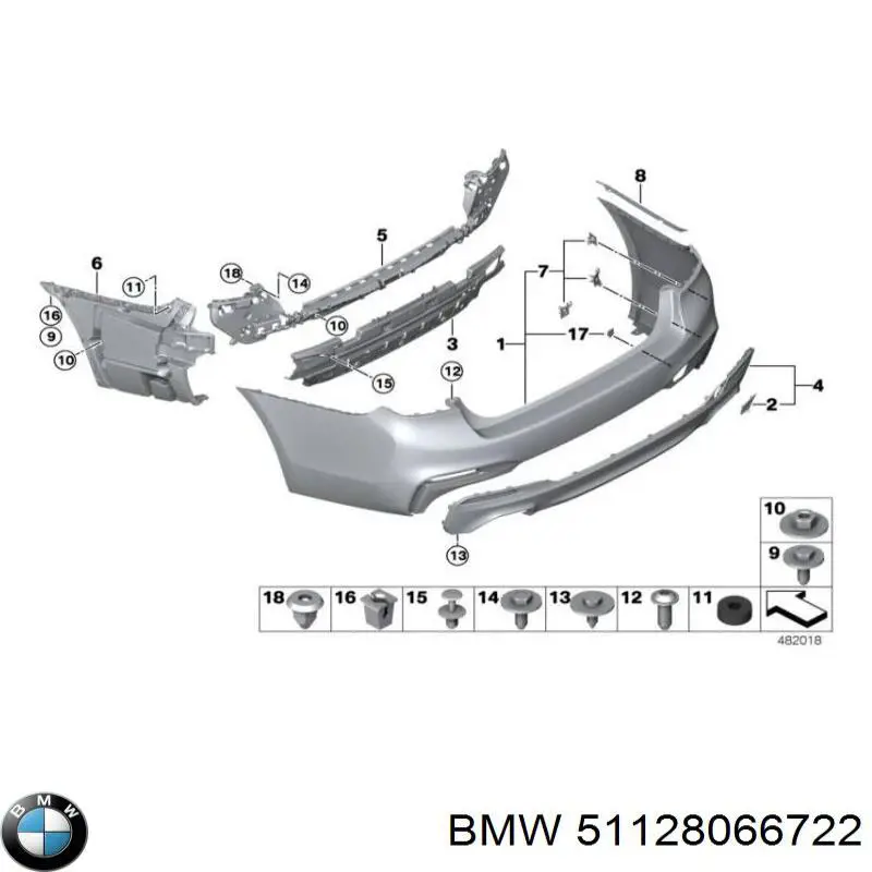 Consola direita do pára-choque traseiro para BMW 5 (G30, F90)