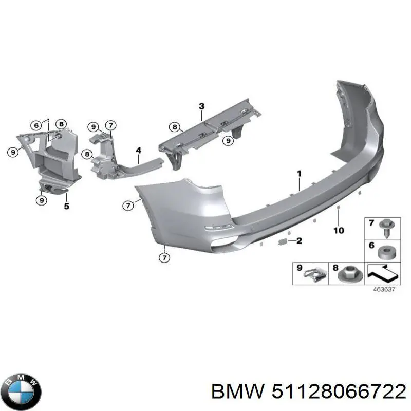 Кронштейн бампера заднього, правий 51128066722 BMW