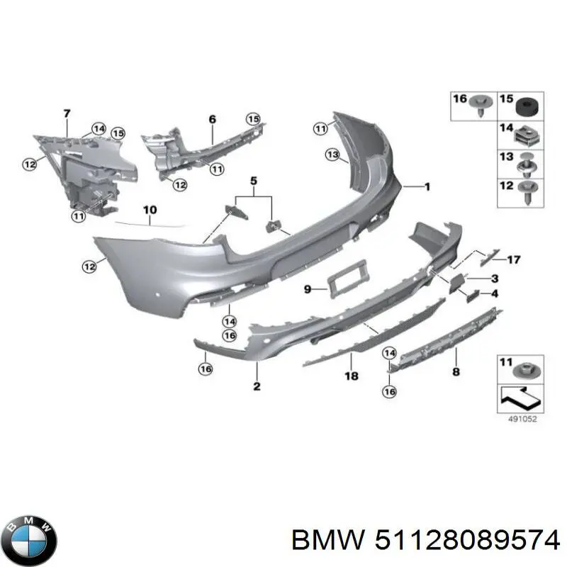 Направляющая заднего бампера правая BMW 51128089574 цена, от 182.00 USD