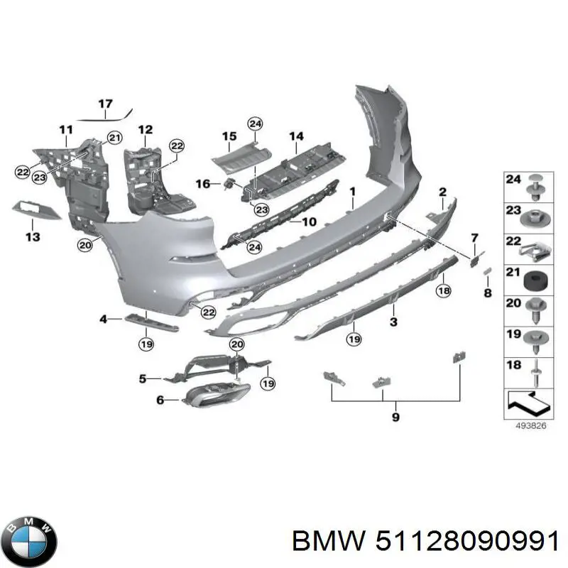 Заглушка бампера буксировочного крюка задняя на BMW X5 (G05, F95) купить.