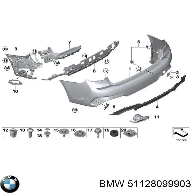 Pára-choque traseiro para BMW 3 (G20)