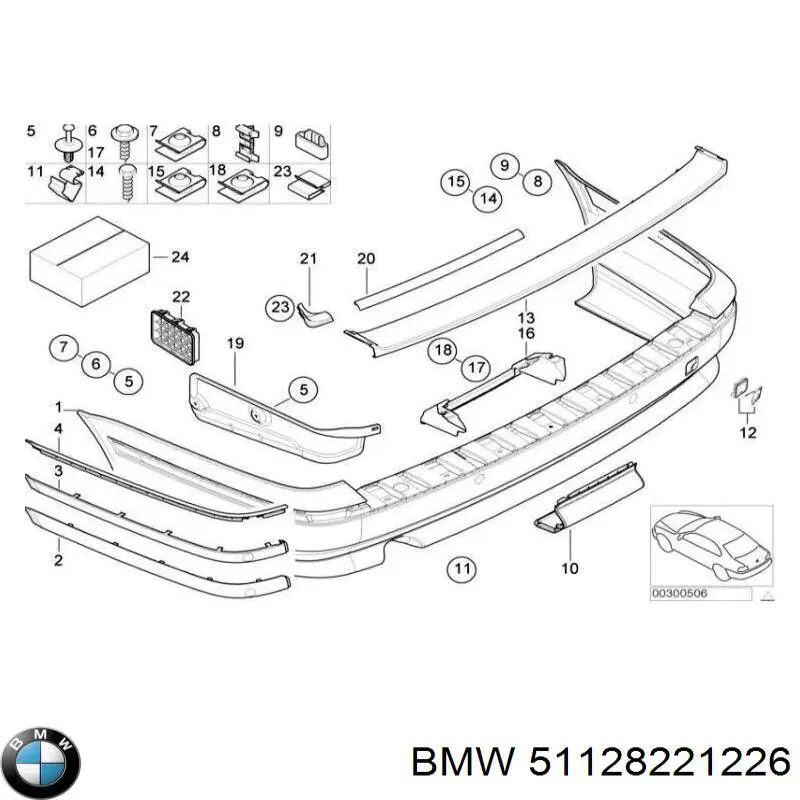 Заглушка бампера буксировочного крюка задняя 51128221226 BMW