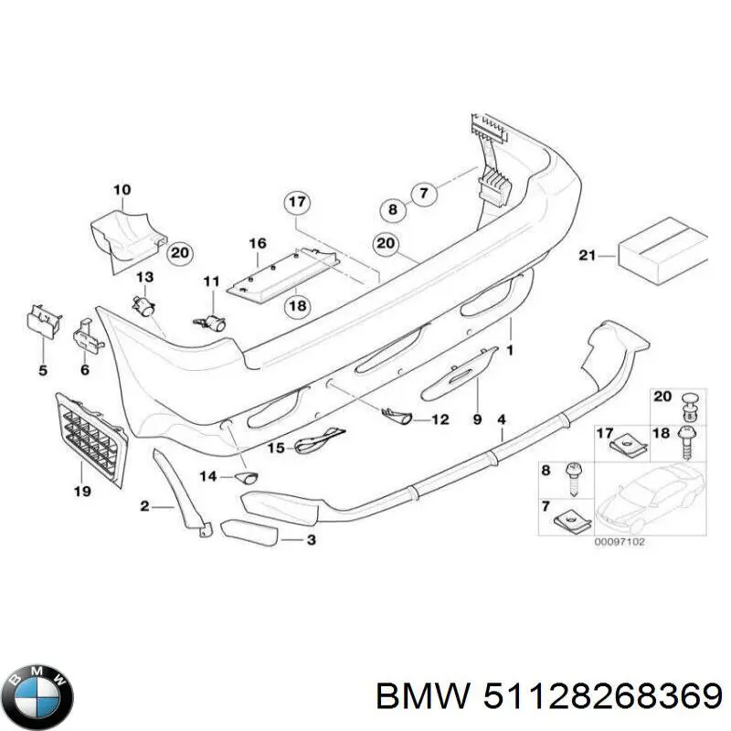 51128268369 BMW Кронштейн парктроника, задний боковой