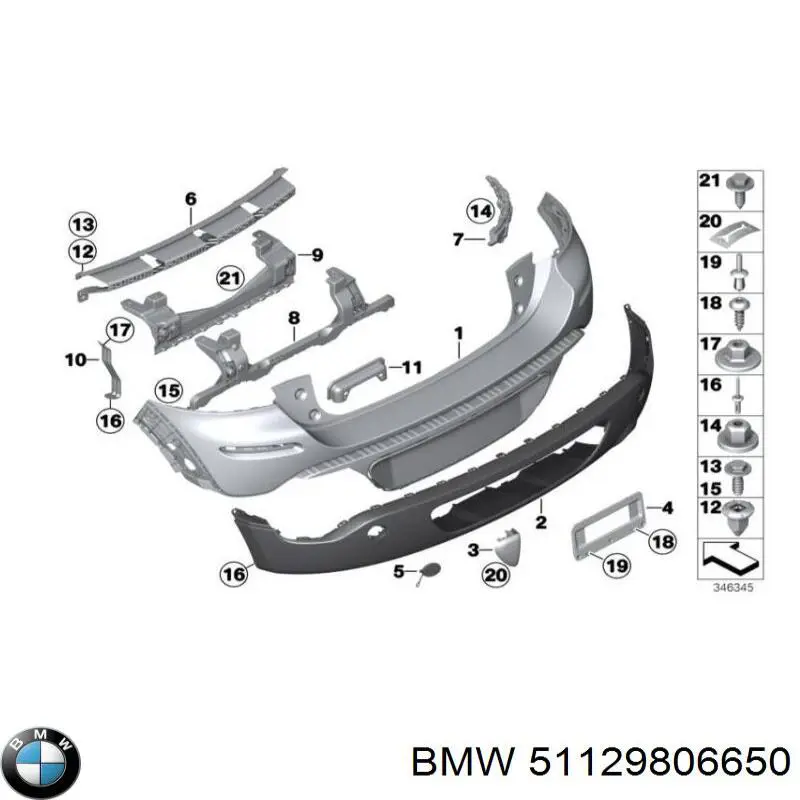 51129806650 BMW tampão traseiro do pára-choque do gancho de reboque