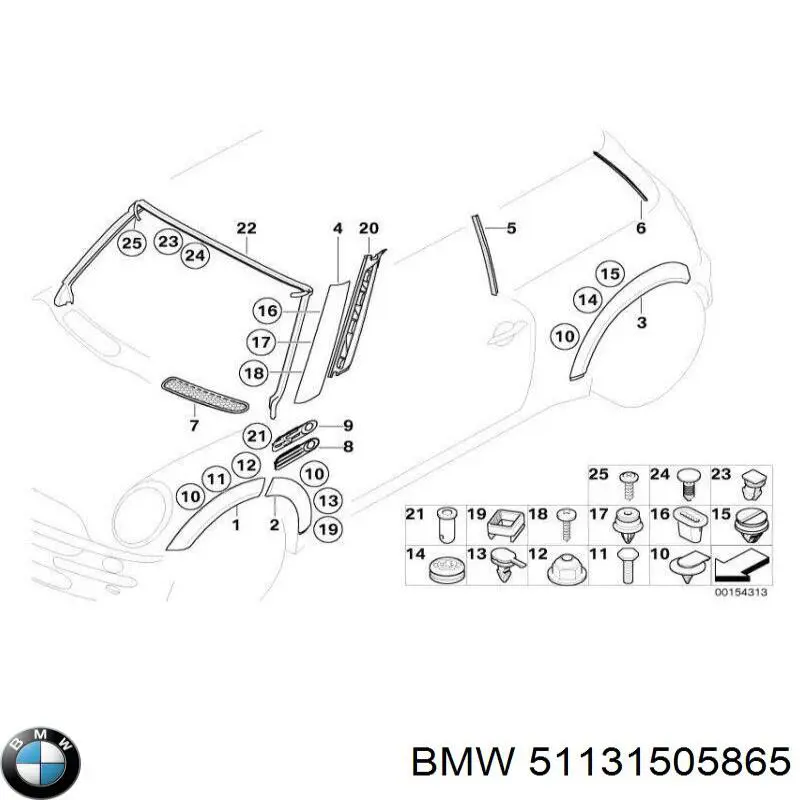 Расширитель (накладка) арки переднего крыла левый BMW 51131505865 цена, от 28.22 USD