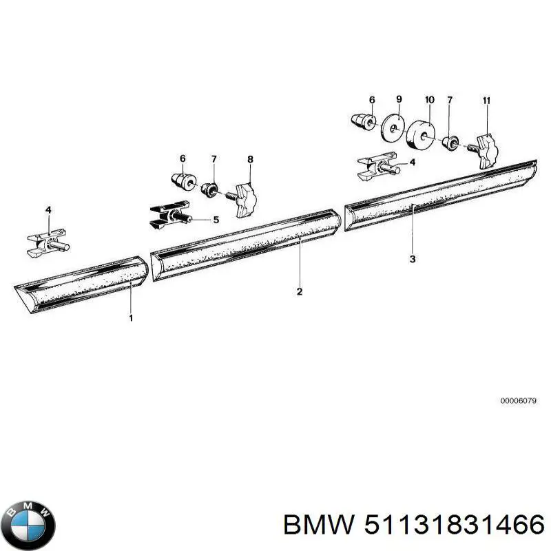 Moldura da porta dianteira direita inferior para BMW 3 (E21)
