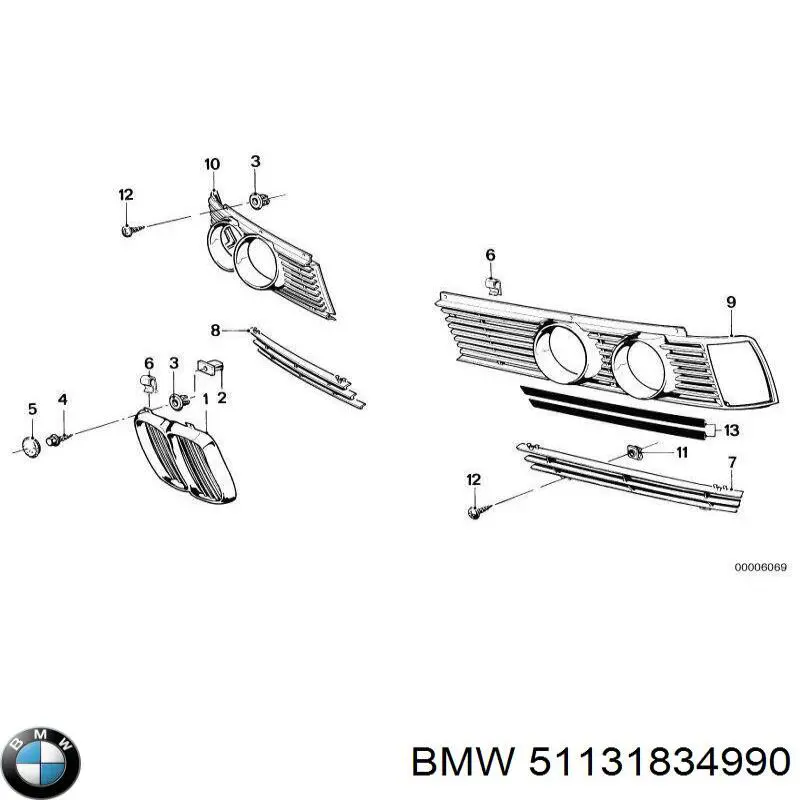 Решетка радиатора правая на BMW 3 (E21) купить.