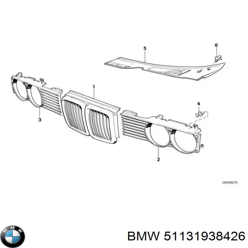 Решетка радиатора правая на BMW 7 (E32) купить.