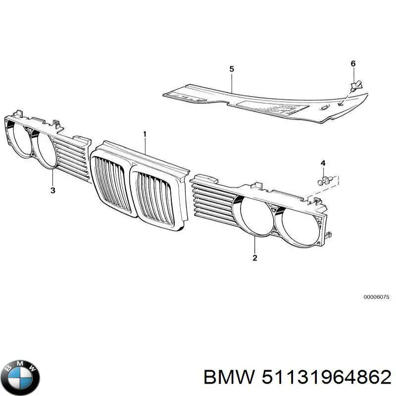 Решетка радиатора правая 51131964862 BMW