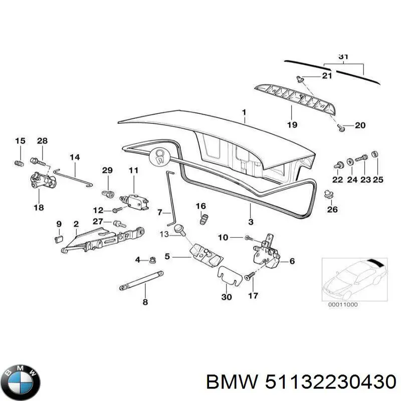 Placa sobreposta de tampa de porta-malas para BMW 5 (E34)