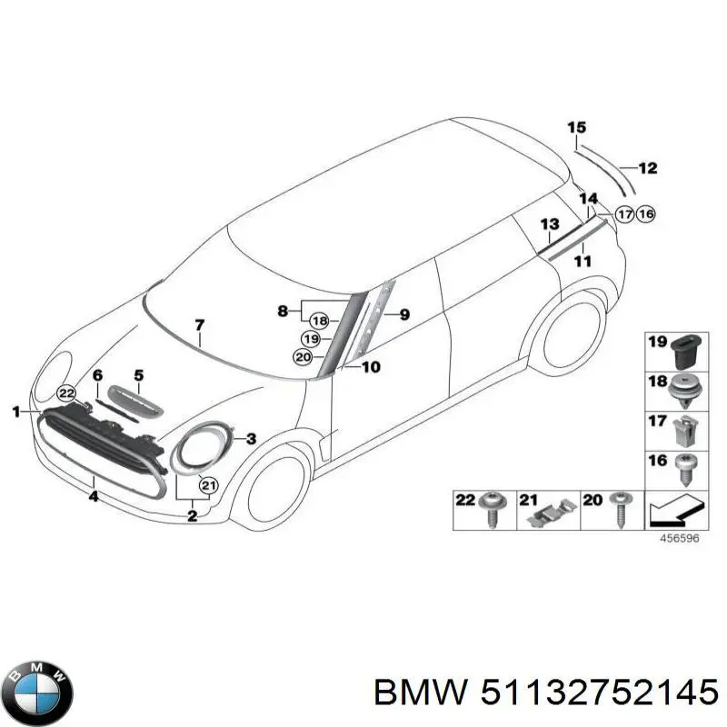 Пистон крепления подкрылок 51132752145 BMW