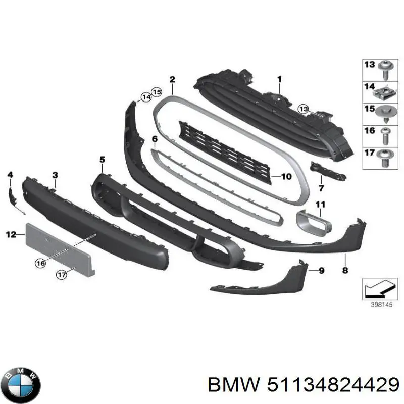 51134824429 BMW painel de fixação de matrícula dianteira