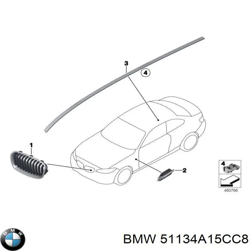 51135A3D004 BMW Решетка радиатора правая