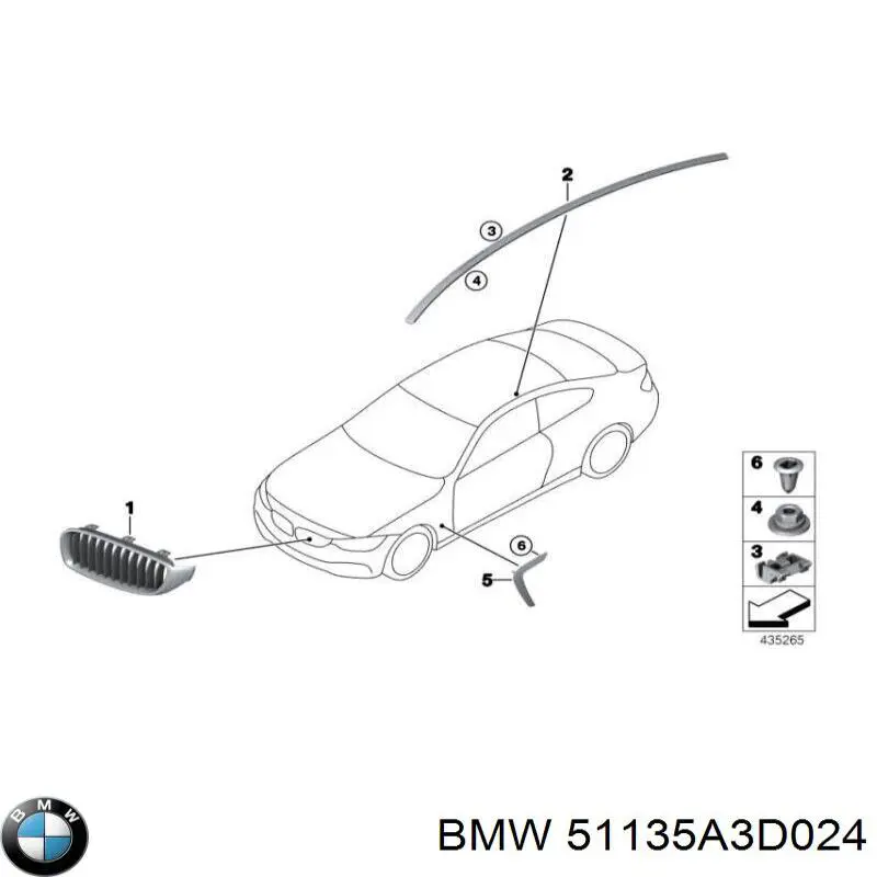 Решетка радиатора правая 51135A3D024 BMW