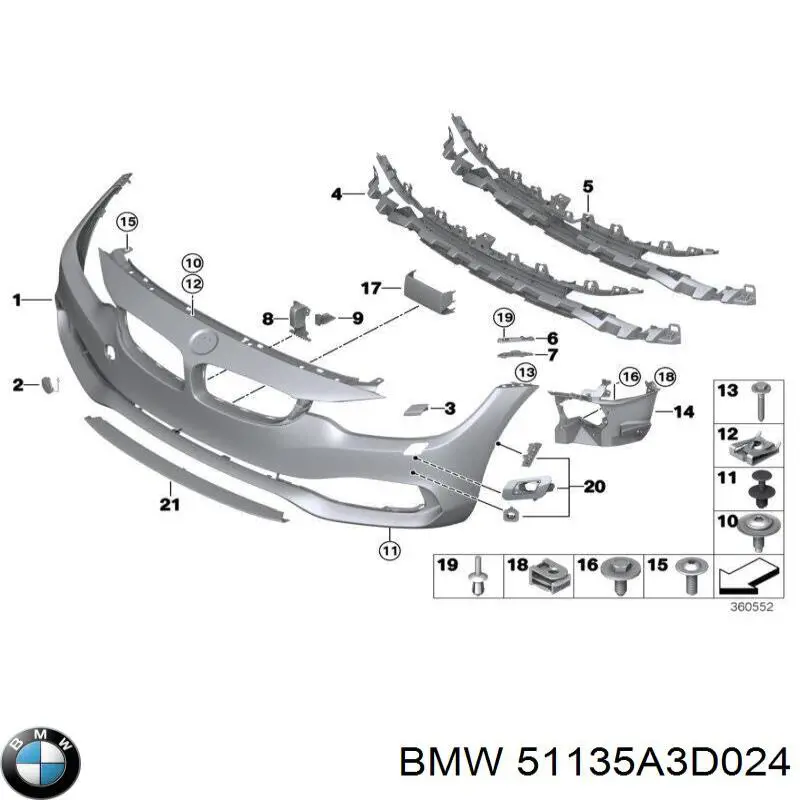 Решетка радиатора правая BMW 51135A3D024 цена, от 12.67 USD