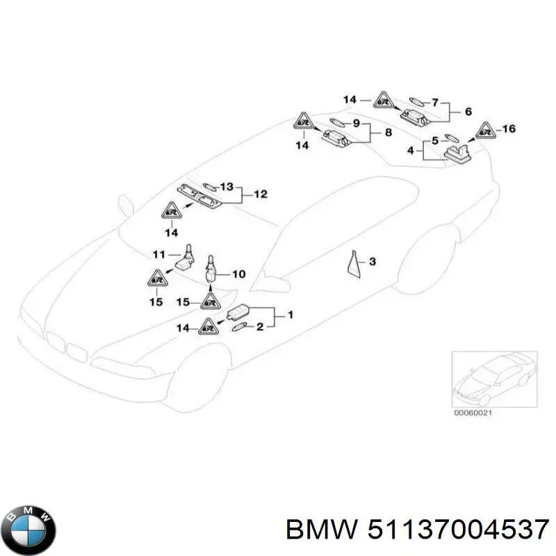 Фонарь подсветки заднего номера BMW 51137004537 цена, от 21.12 USD