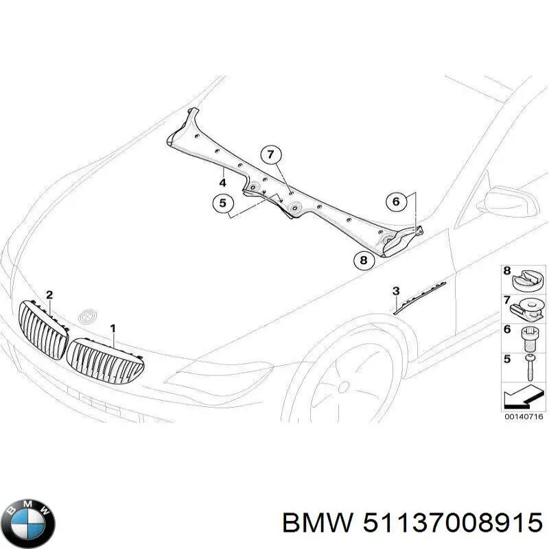 Решетка радиатора левая BMW 51137008915 цена, от 59.81 USD