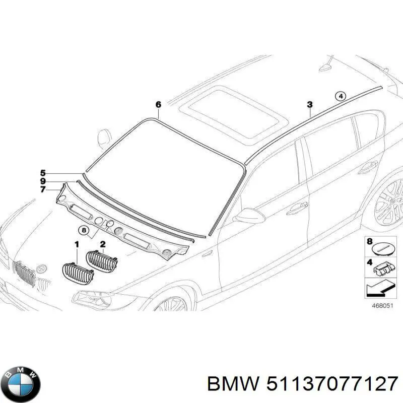 Пистон (клип) крепления подкрылка переднего крыла BMW 51137077127