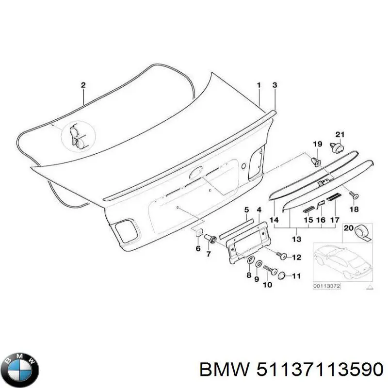 Фонарь подсветки номерного знака 51137113590 BMW