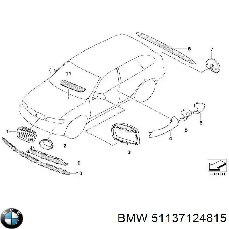 Купить 51137124815 BMW Решетка радиатора левая