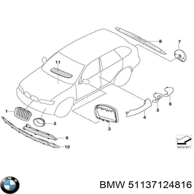 51137124816 BMW решетка радиатора правая